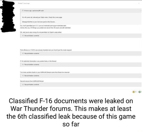 Classified military documents leaked on War Thunder forums yet。